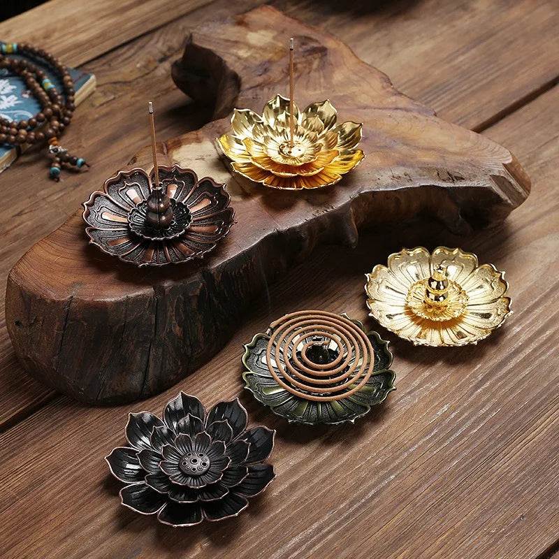 Metal Zen Lotus Buddha Incense Burner Incense Diffuser Incense Stick Holder Censer Buddhist Aromatherapy Use In Office Teahouse