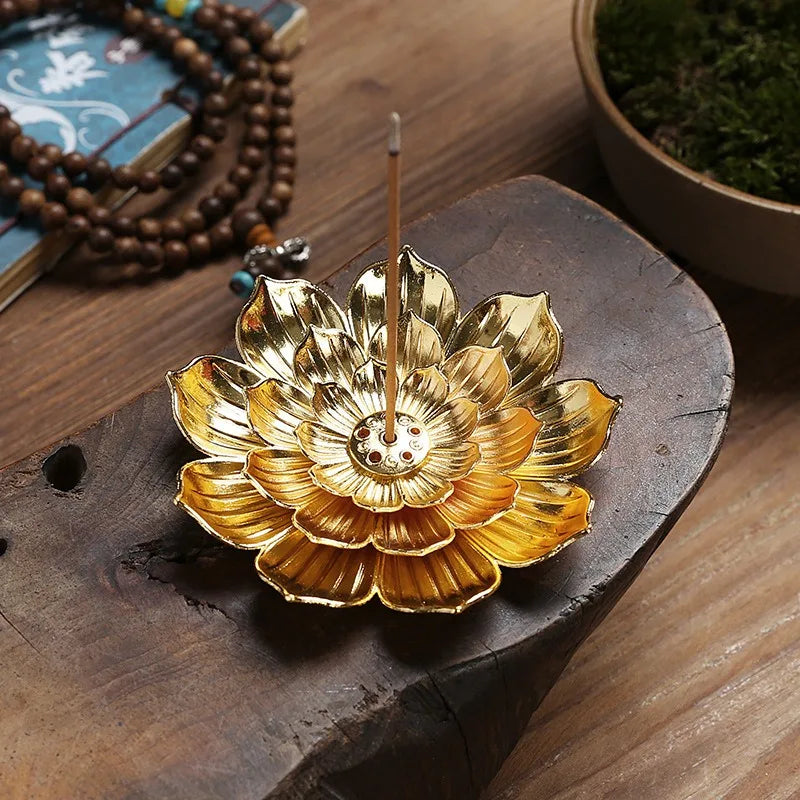 Metal Zen Lotus Buddha Incense Burner Incense Diffuser Incense Stick Holder Censer Buddhist Aromatherapy Use In Office Teahouse